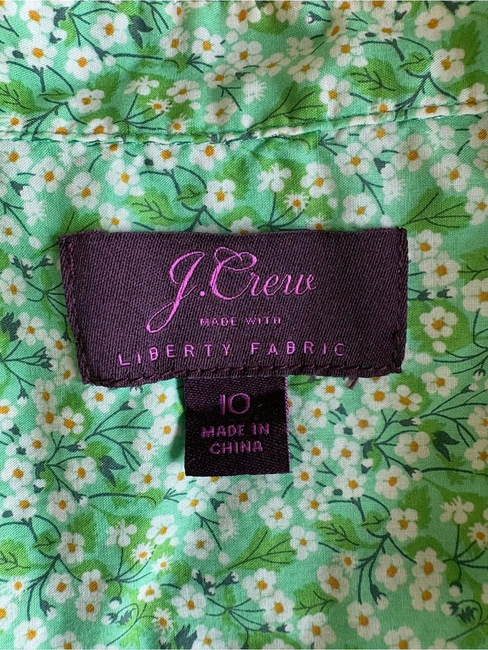 J. Crew Liberty of London Floral Cotton Poplin Perfect Button-Up Shirt Green 10 - Picture 7 of 9